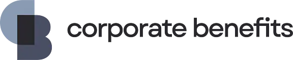 Logo von Corporate Benefits, bestehend aus den Buchstaben "CB" in verschiedenen Grautönen und dem Schriftzug "corporate benefits" in schwarzer Schrift. Das Design vermittelt Professionalität und Modernität.