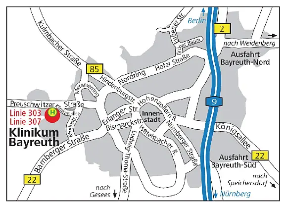 Anfahrtsskizze Klinikum