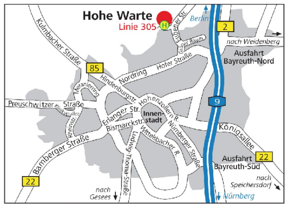 Anfahrtsskizze Klinik Hohe Warte