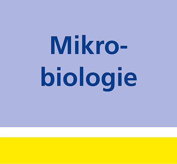 Textgrafik mit der Aufschrift „Mikrobiologie“.